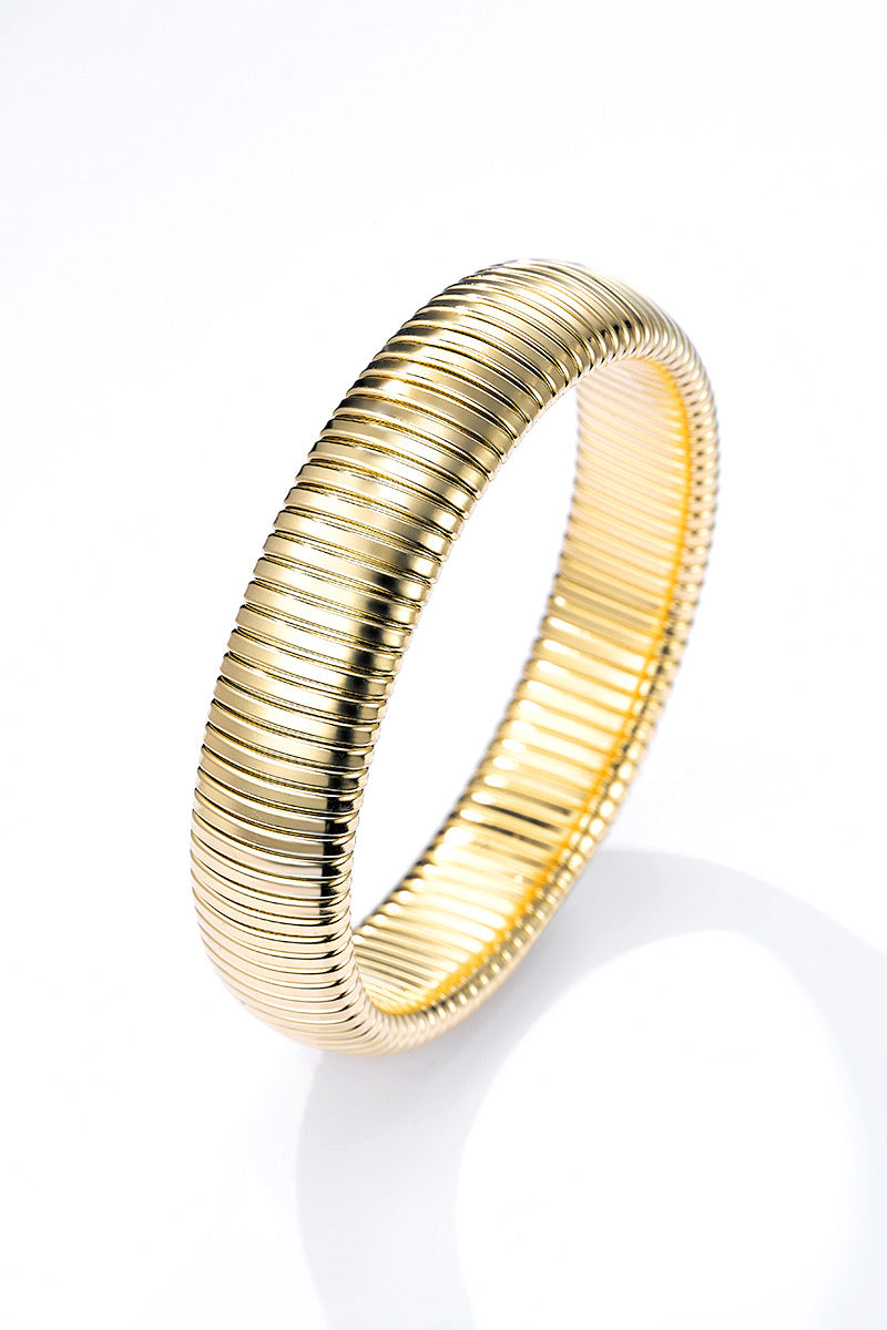 Ribbed bangle small - Goud