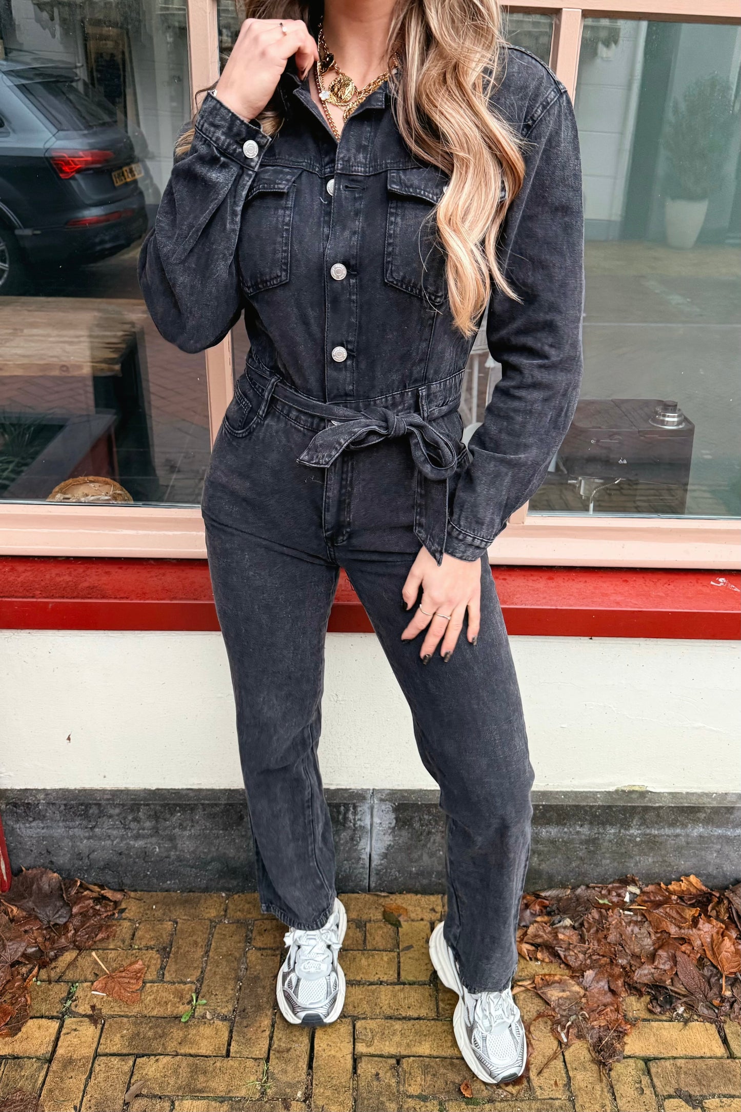 PRE-ORDER / Mikky jeans jumpsuit - Zwart