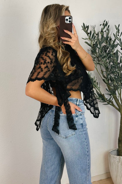 Brianna lace top - Zwart