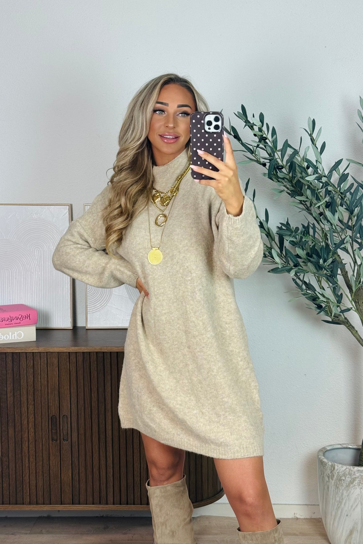 Zinzi knit jurk - Beige