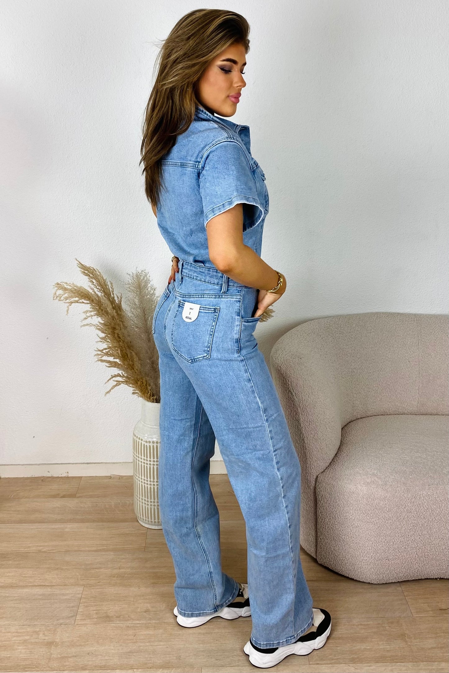 Denim jumpsuit flare SS - Blue