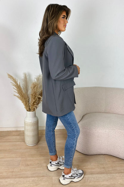 Oversized blazer - Grijs