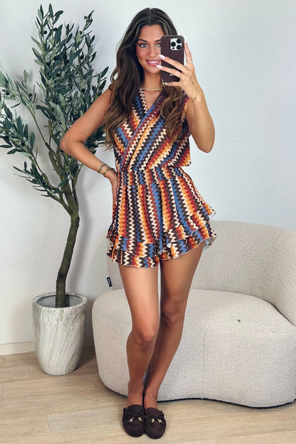 Kayla zigzag playsuit - Bruin
