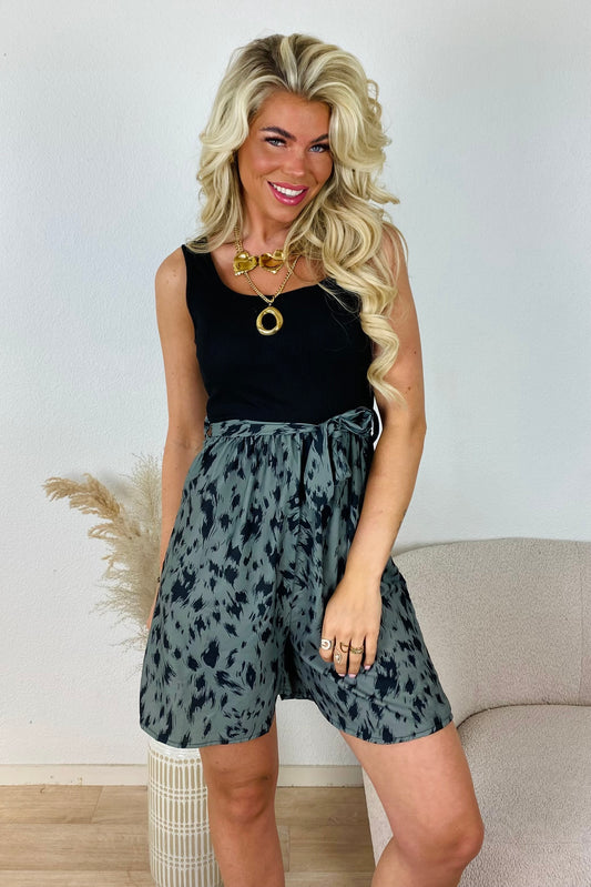 Print summer playsuit - Kaki