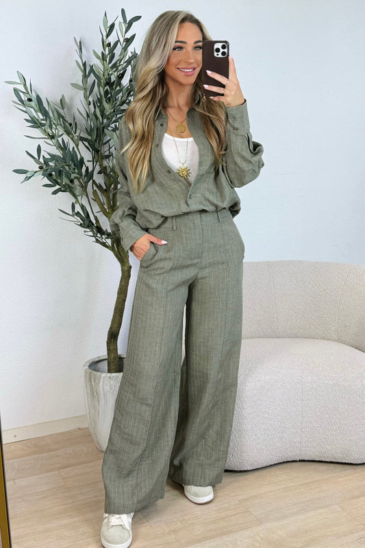 Eefje stripe pantalon - Kaki