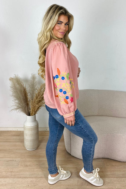 Flower sleeve vest - Roze