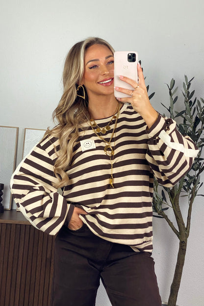 Mara striped top - Brown