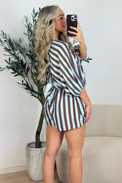 Gabby stripe playsuit - Blauw