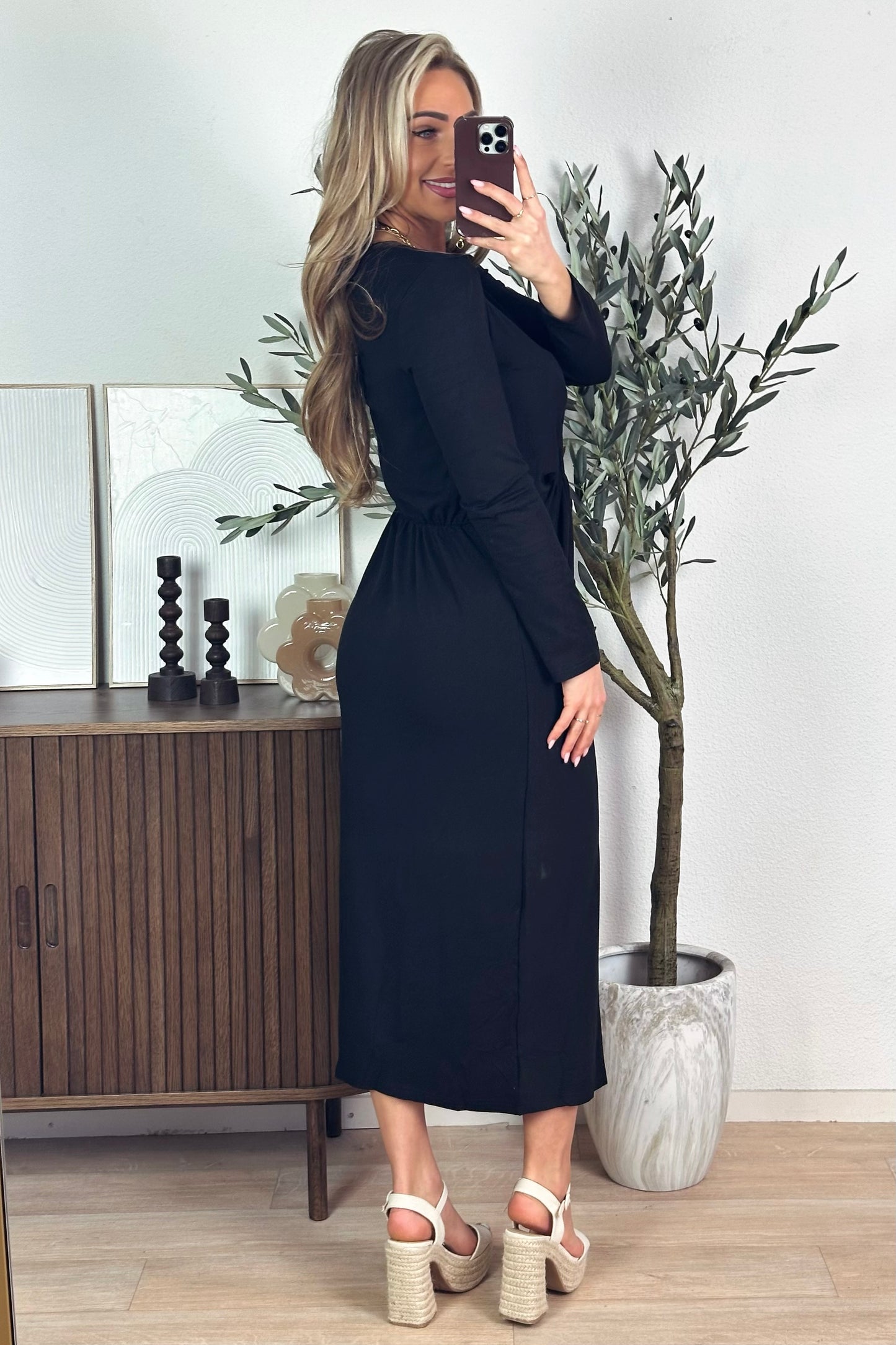 Ilona knoop maxi jurk - Zwart