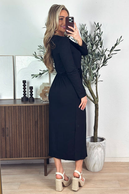 Ilona knoop maxi jurk - Zwart