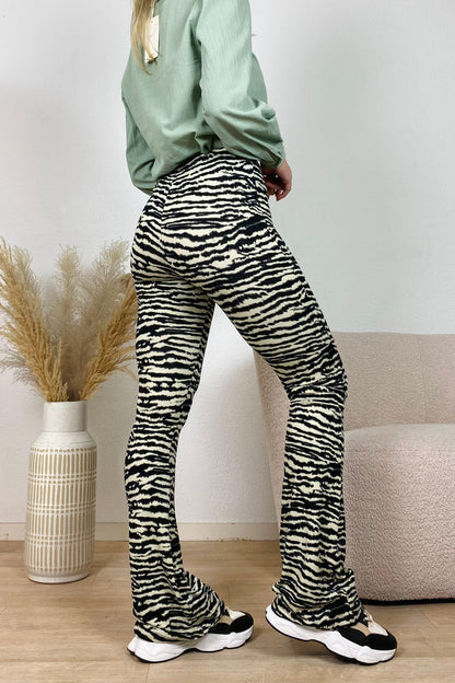 Soft flared pants zebra - Green