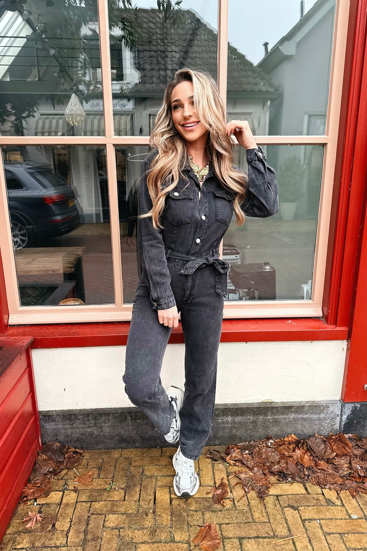 PRE-ORDER / Mikky jeans jumpsuit - Zwart