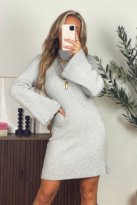 Knitted flare dress - Grey
