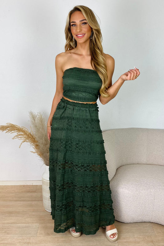 Bandeau set met kant - Kaki