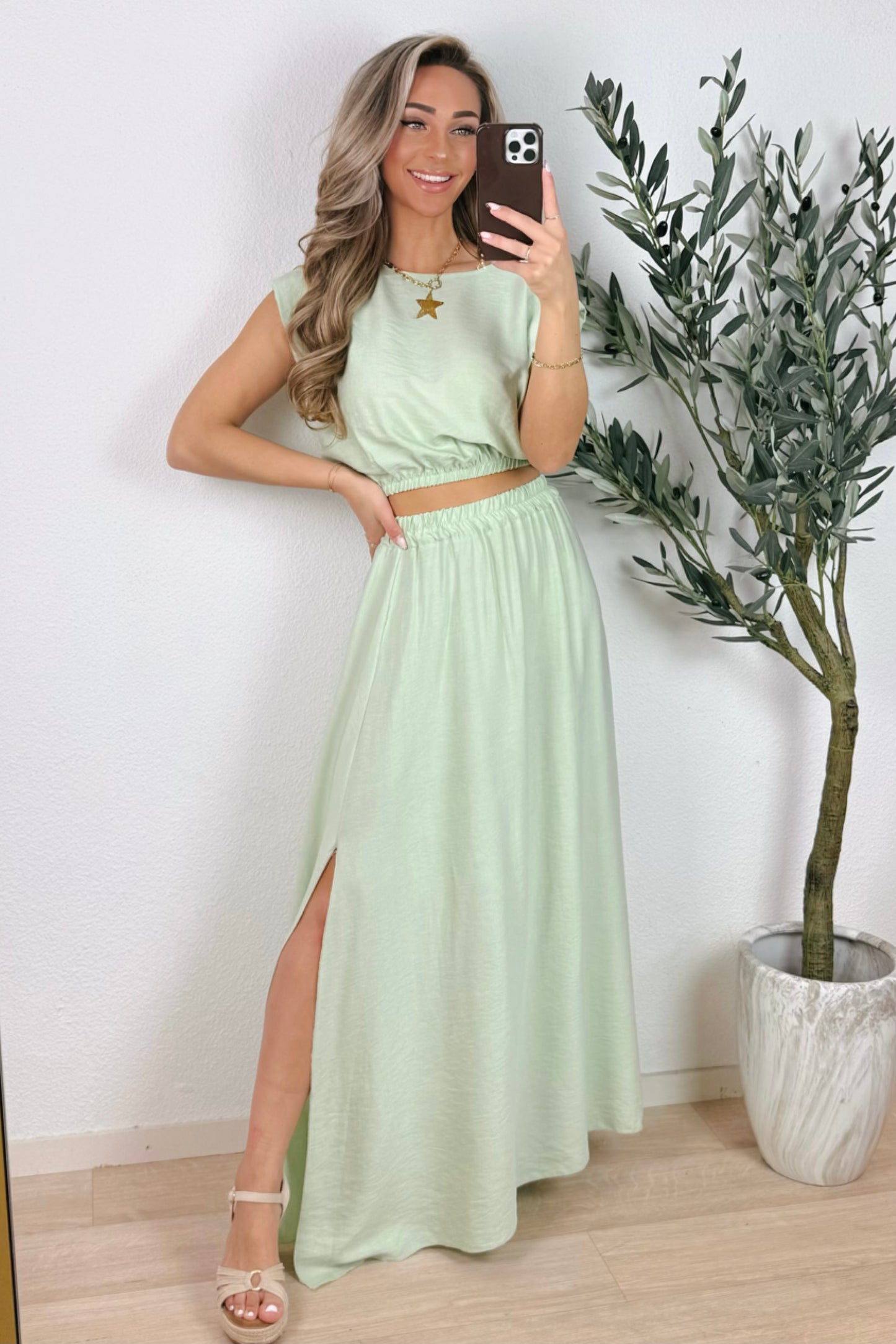 Sienna boho splitrok set - Apple