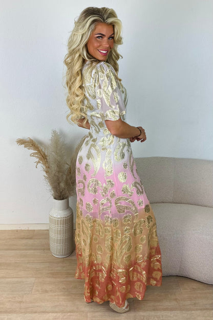 Golden leaf jurk - Multi