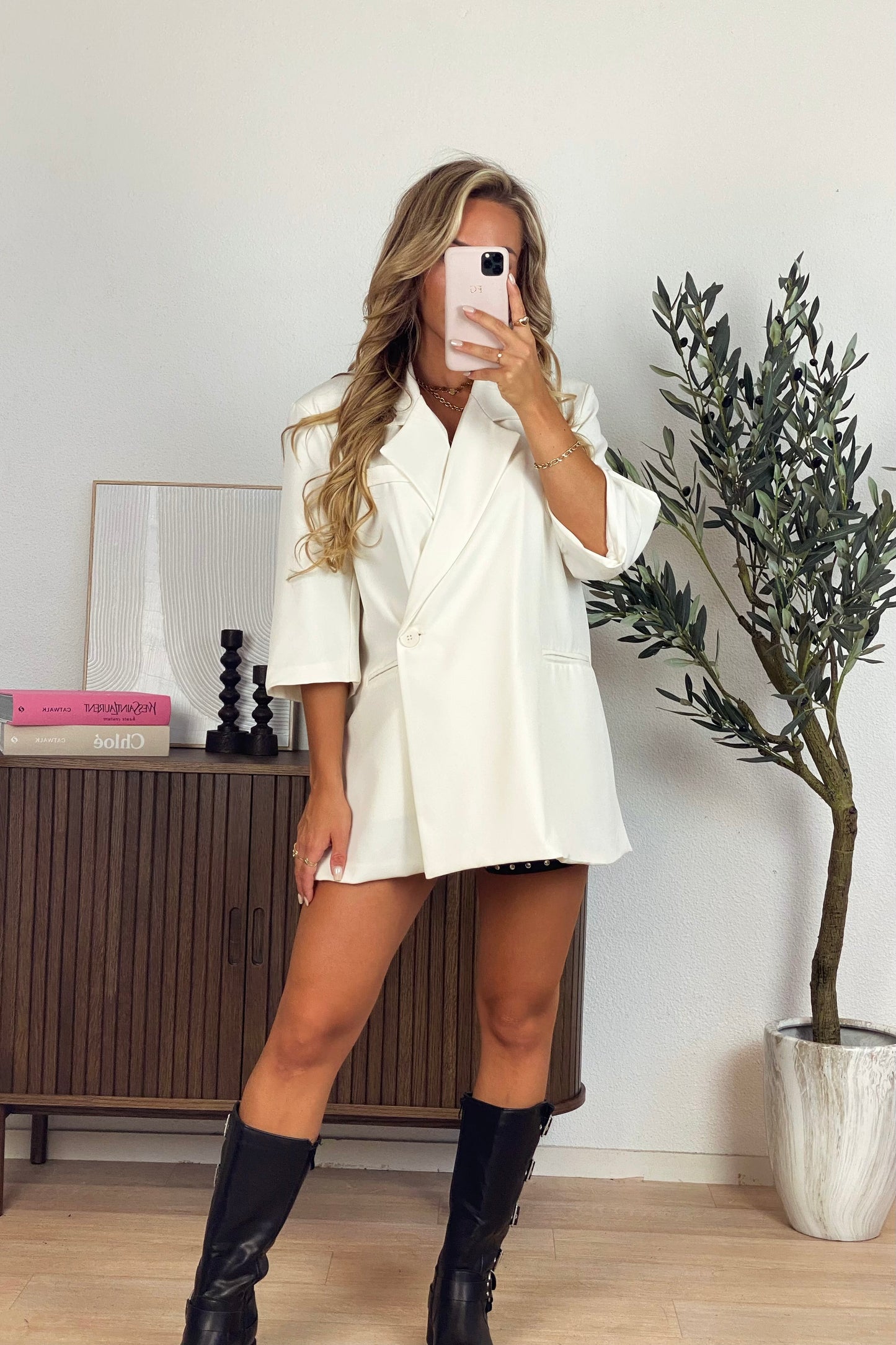 Oversized SS blazer - Wit
