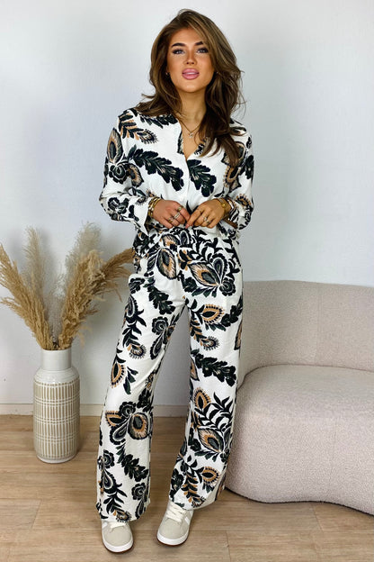 Leaf printed set - Black