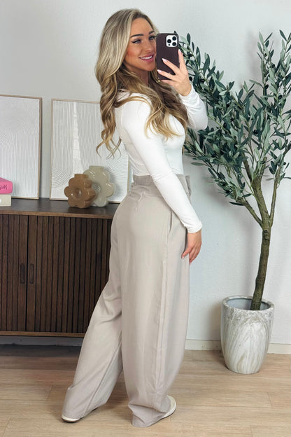 Isabel geplooide pantalon - Taupe