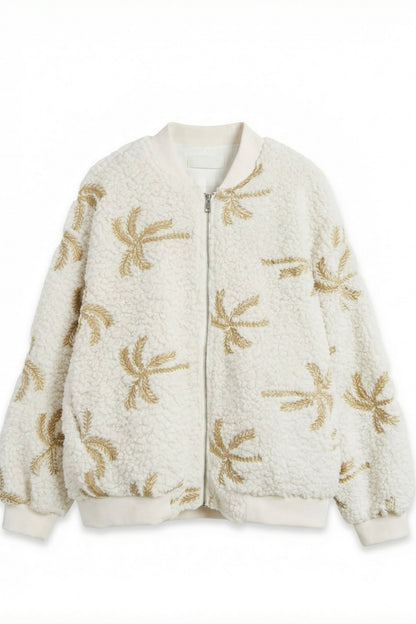 Palmbomen teddy jacket - Beige
