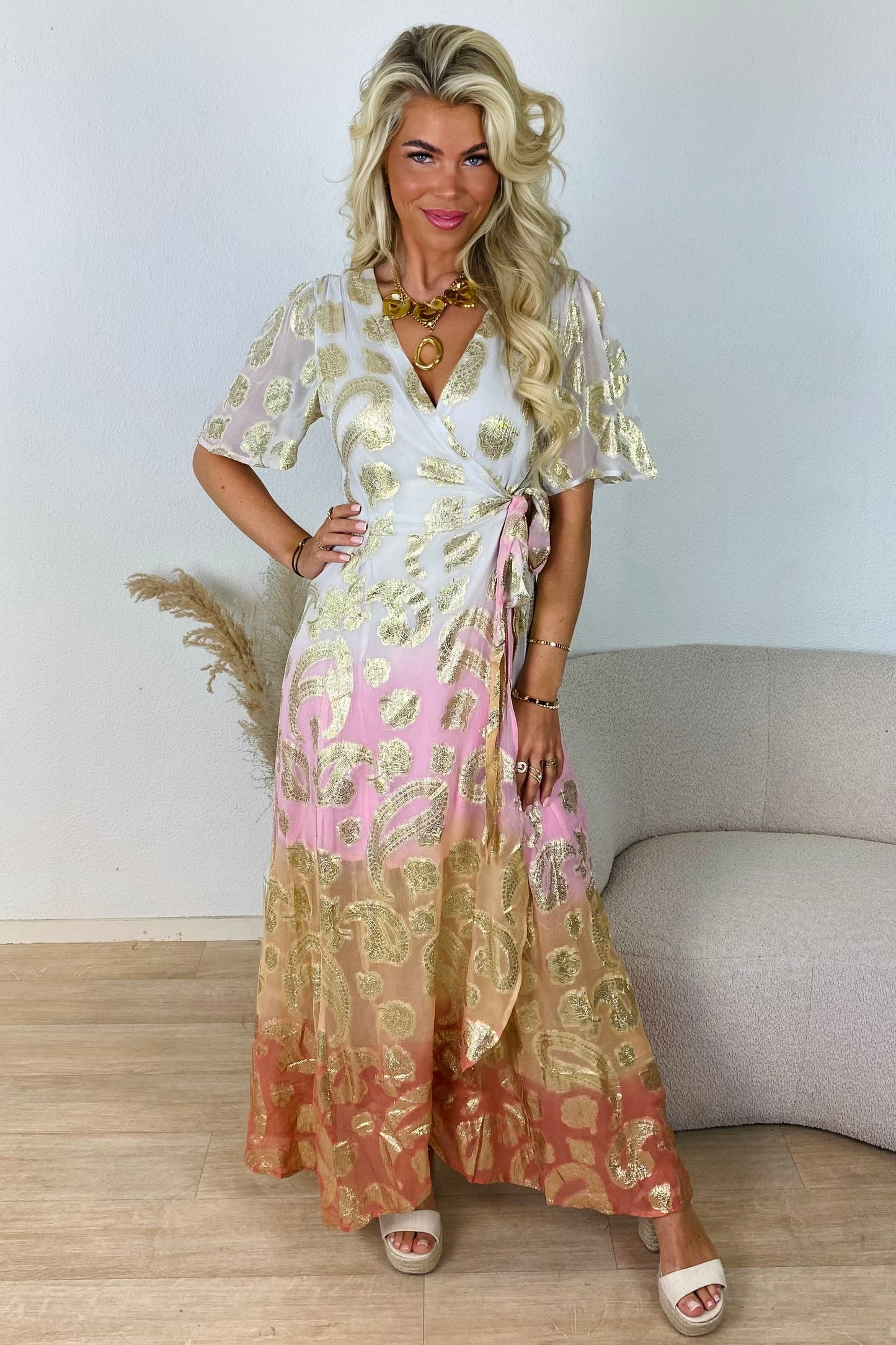Golden leaf jurk - Multi