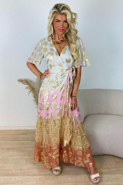 Golden leaf jurk - Multi