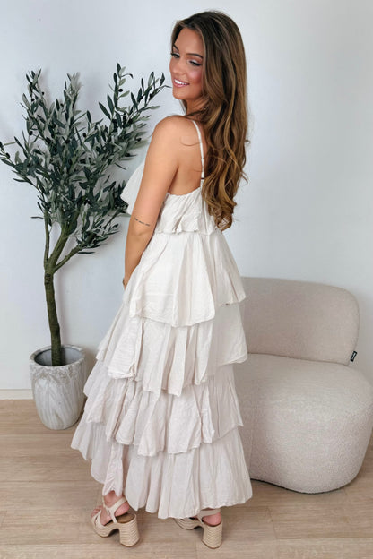 Puck laagjes maxi jurk - Beige