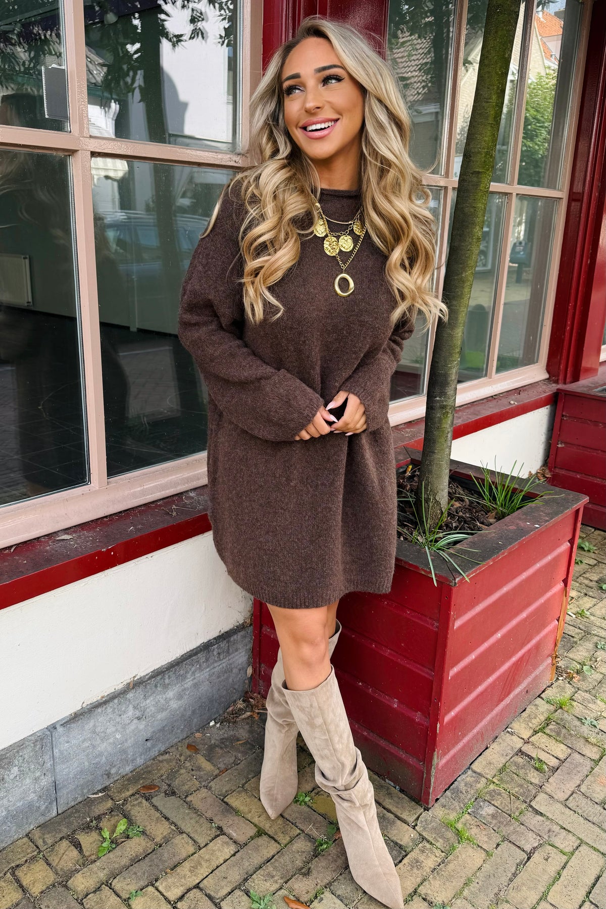 Zinzi knit jurk - Bruin