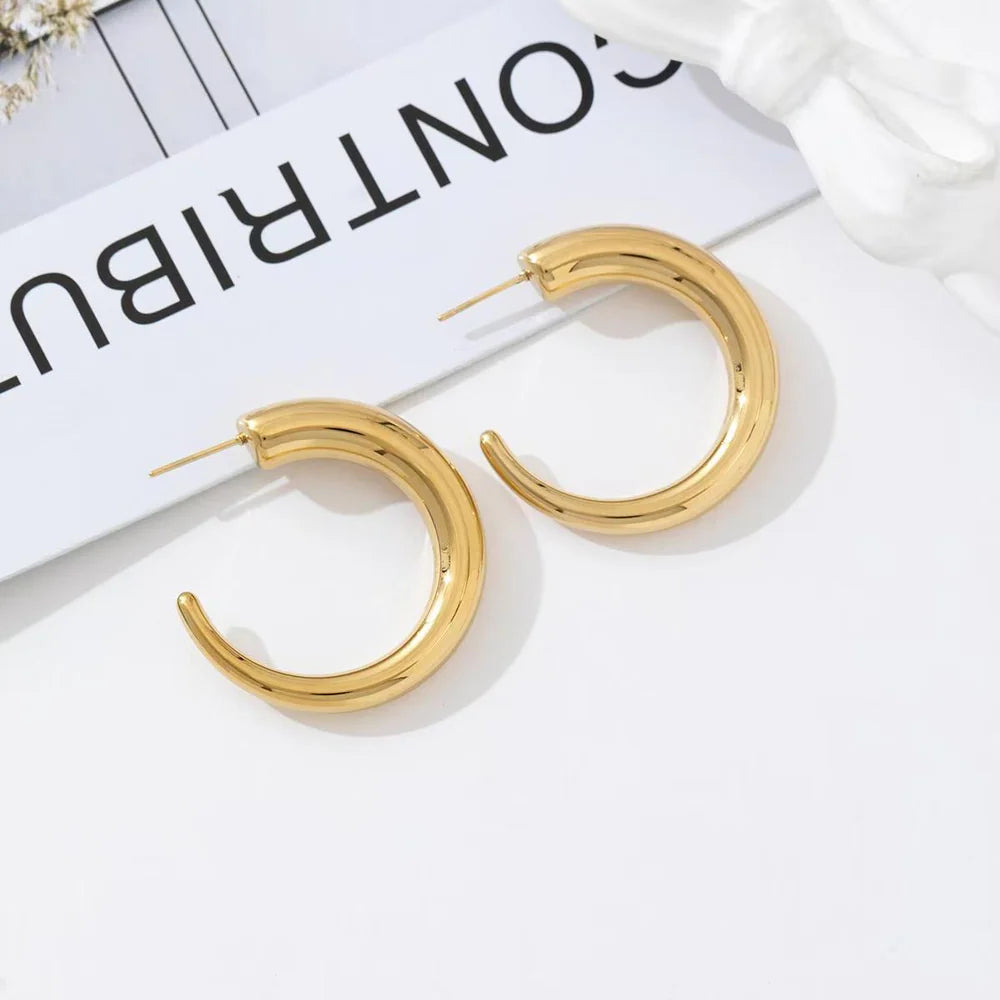 Open roundy oorbellen - Goud