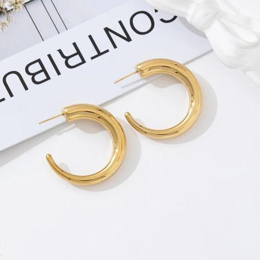 Open roundy oorbellen - Goud