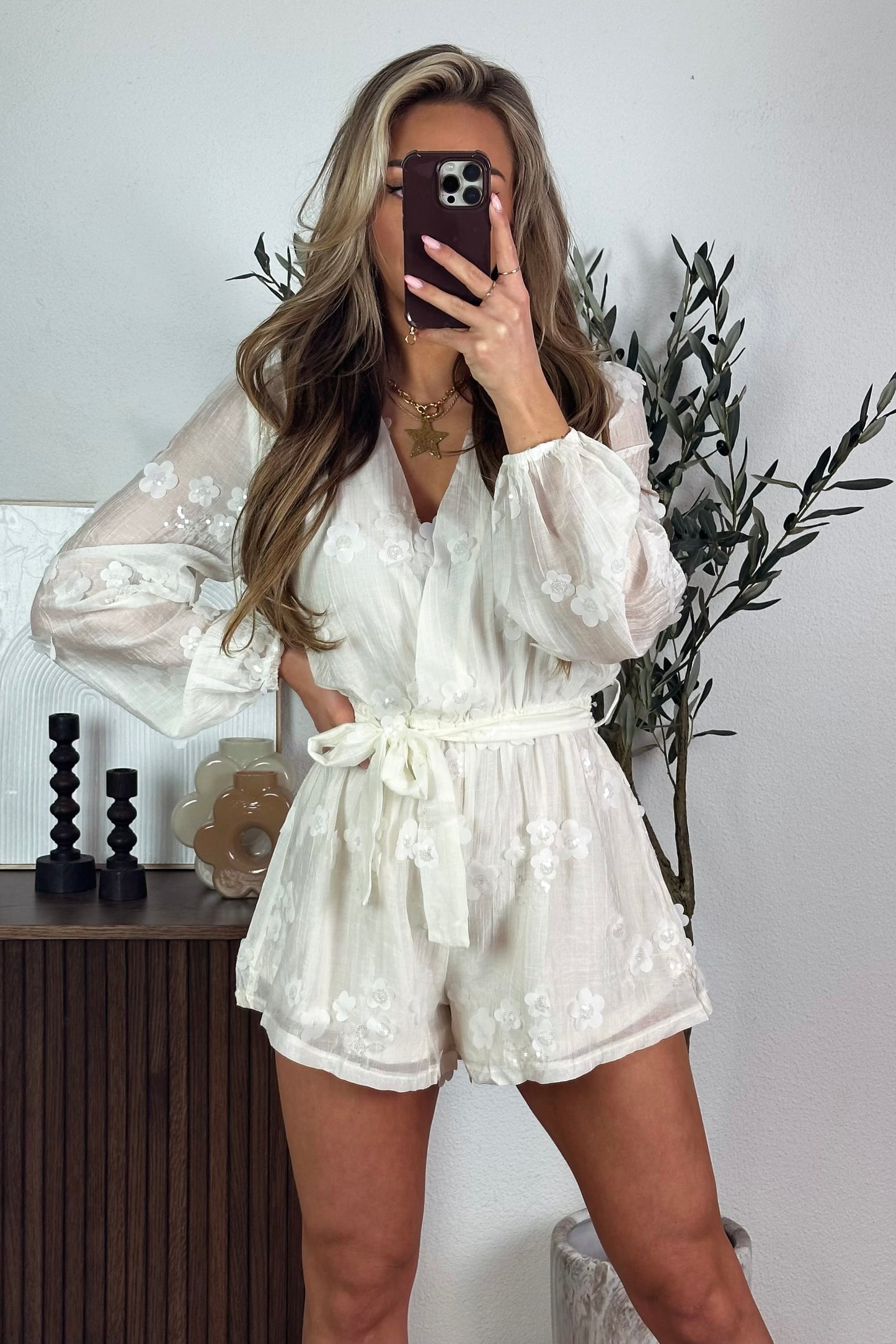 Melissa flower playsuit - Ecru