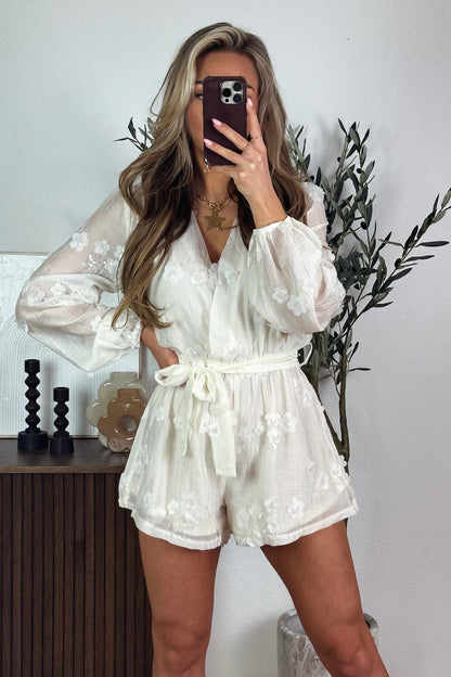 Melissa flower playsuit - Ecru