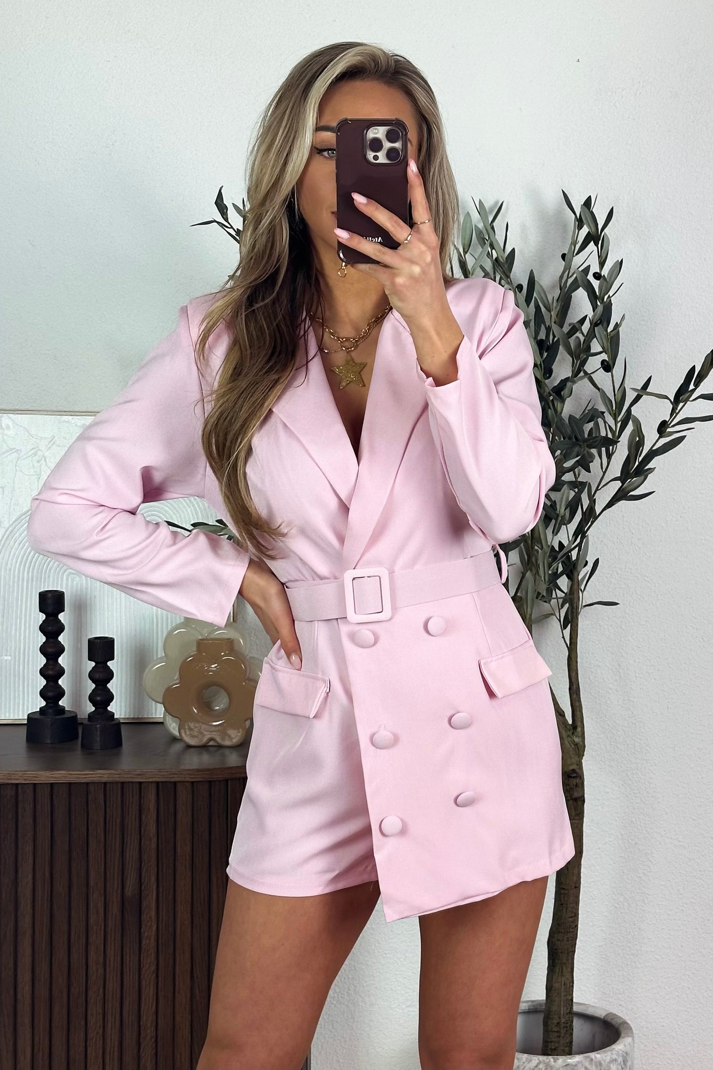 Quinty blazer playsuit - Roze