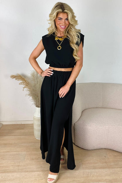 Boho splitrok set - Zwart