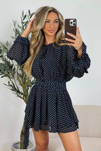 Hannah dot jurk - Navy