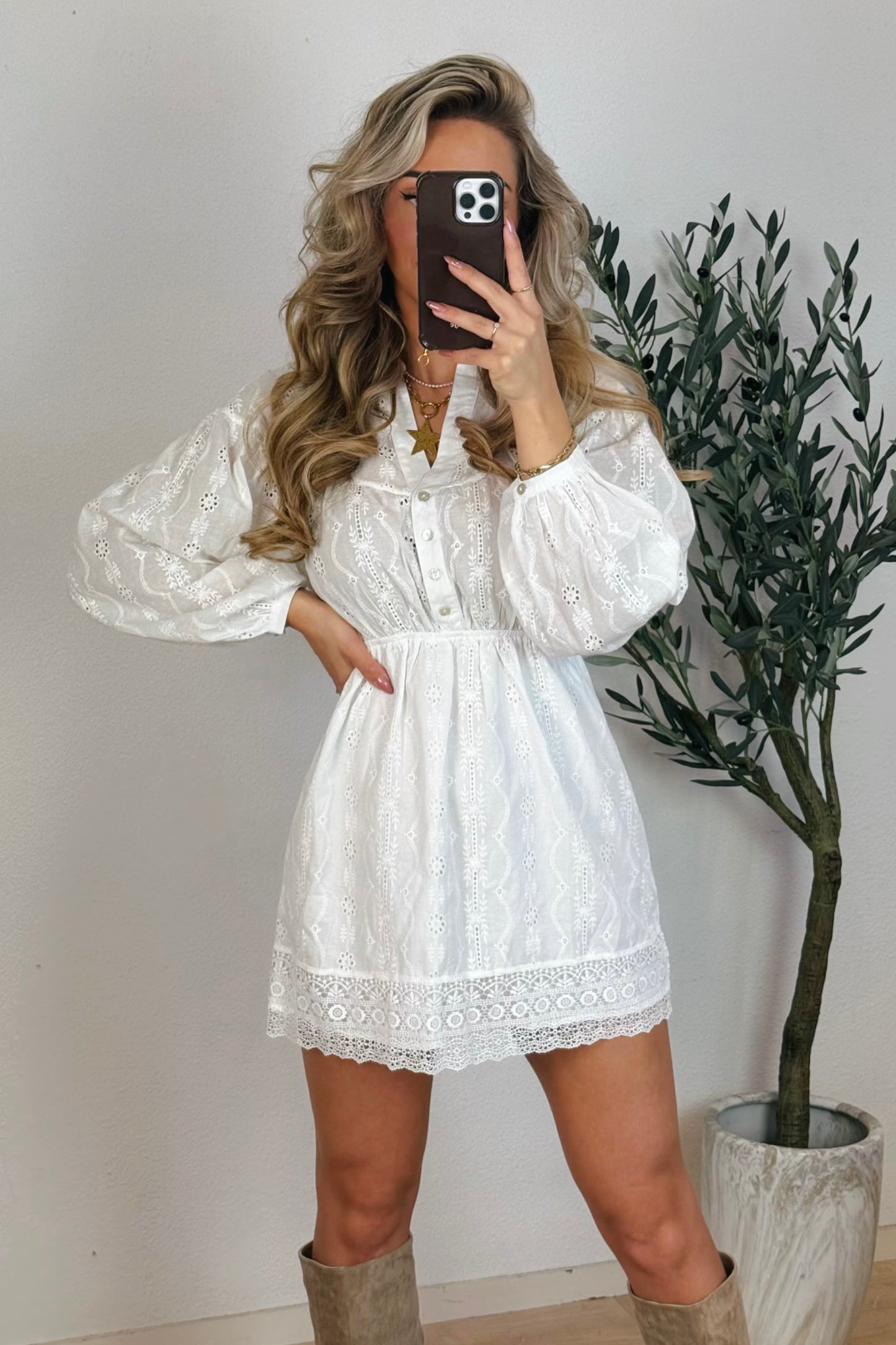 Fiona broderie jurk