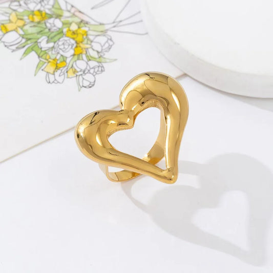 Open hearts ring - Goud