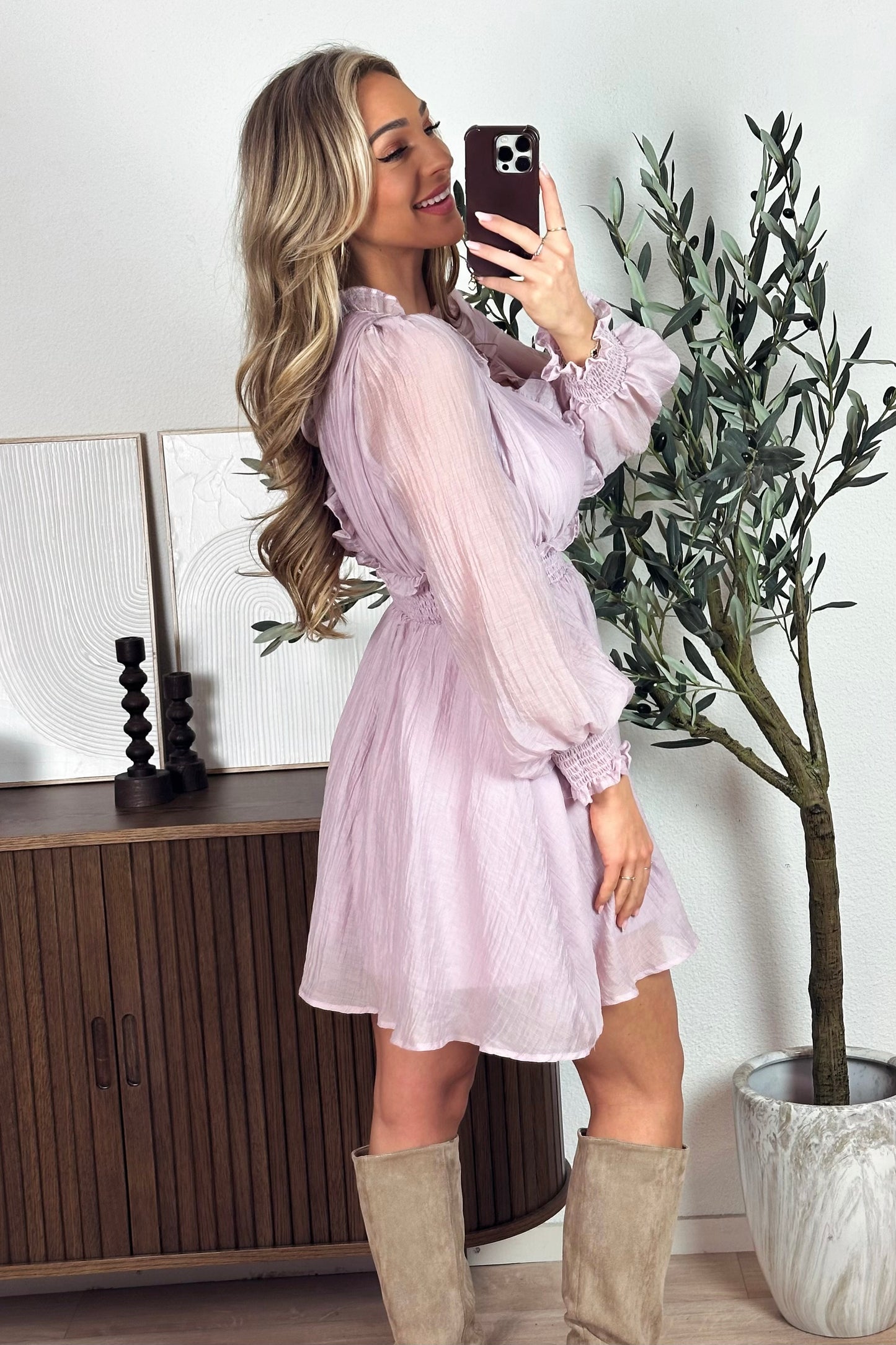 Ariella ruffle jurk - Lila