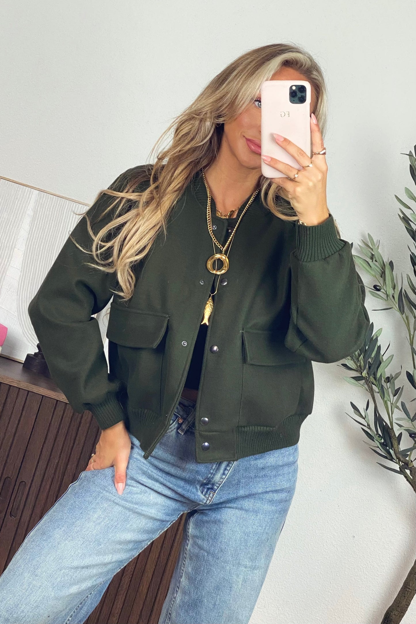Basic bomber jacket - Kaki