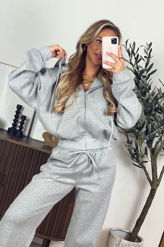 Feline zipper hoodie - Grey