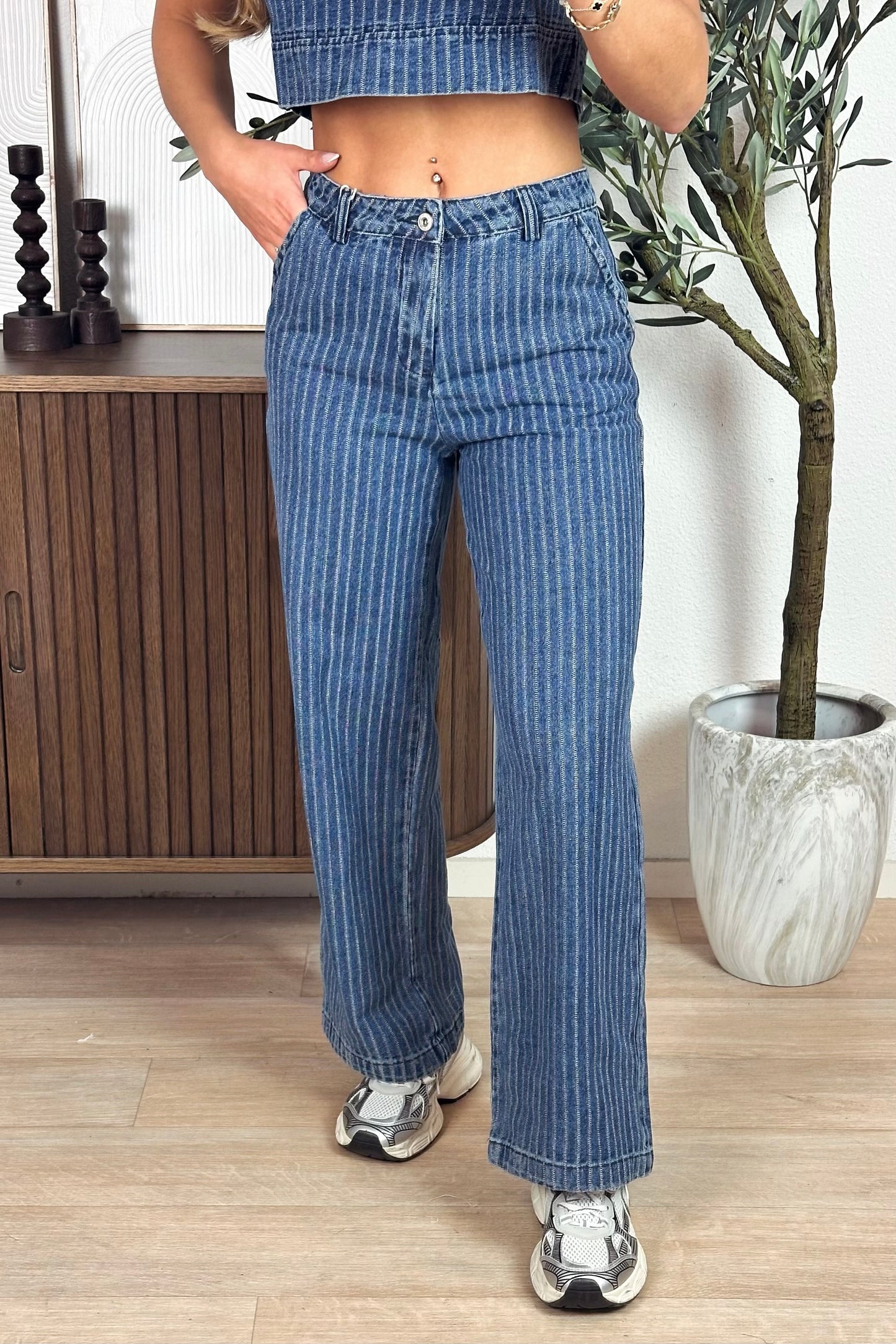 Harlow striped jeans broek
