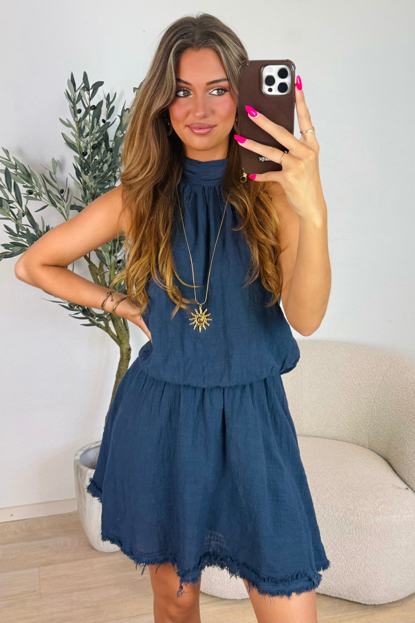 Cassie halter jurk - Blauw