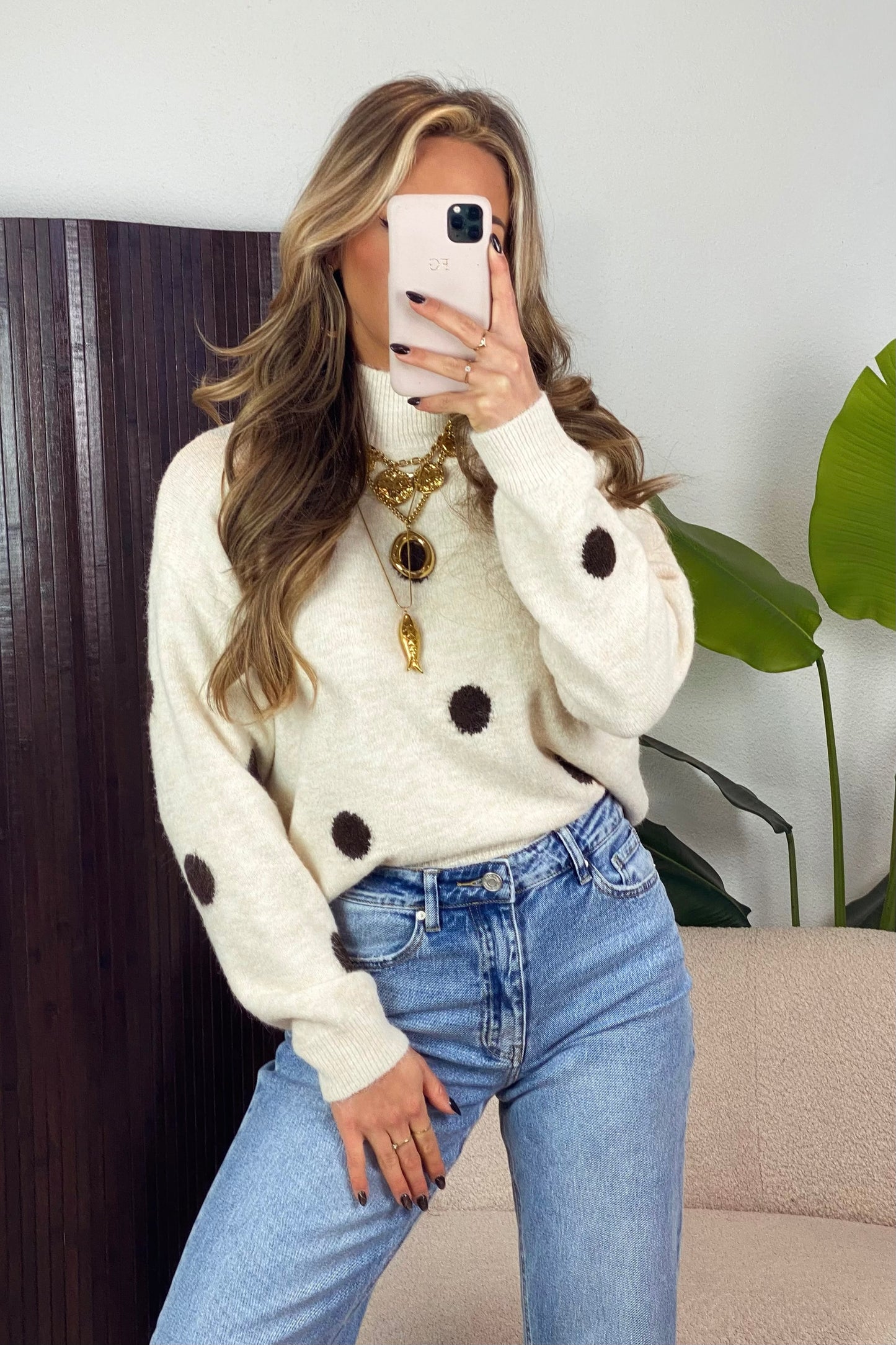 Faye dots trui - Beige