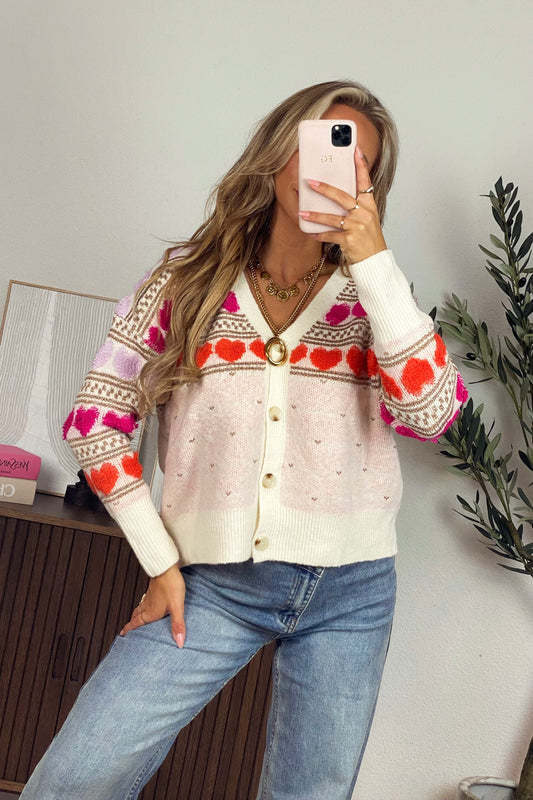 Colored hearts vest - Beige