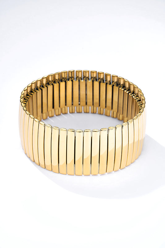 Ribbed bangle large - Goud