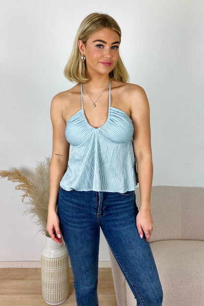 Halter top structuur - Blauw