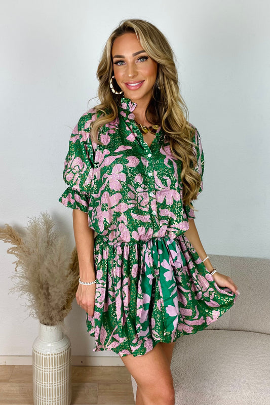 Boho print jurk - Groen