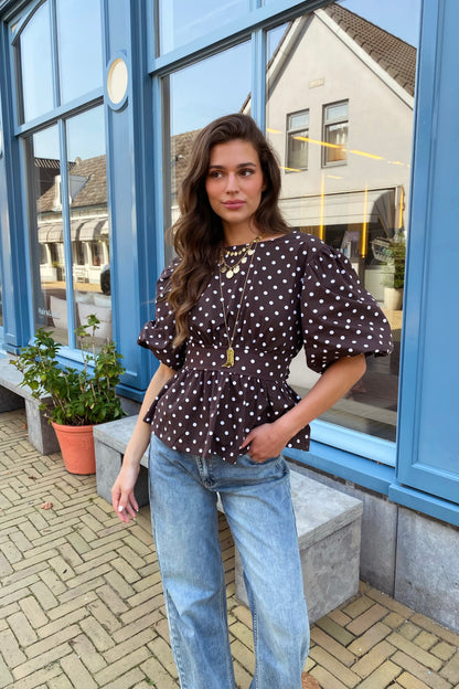 Naomi dots blouse - Brown