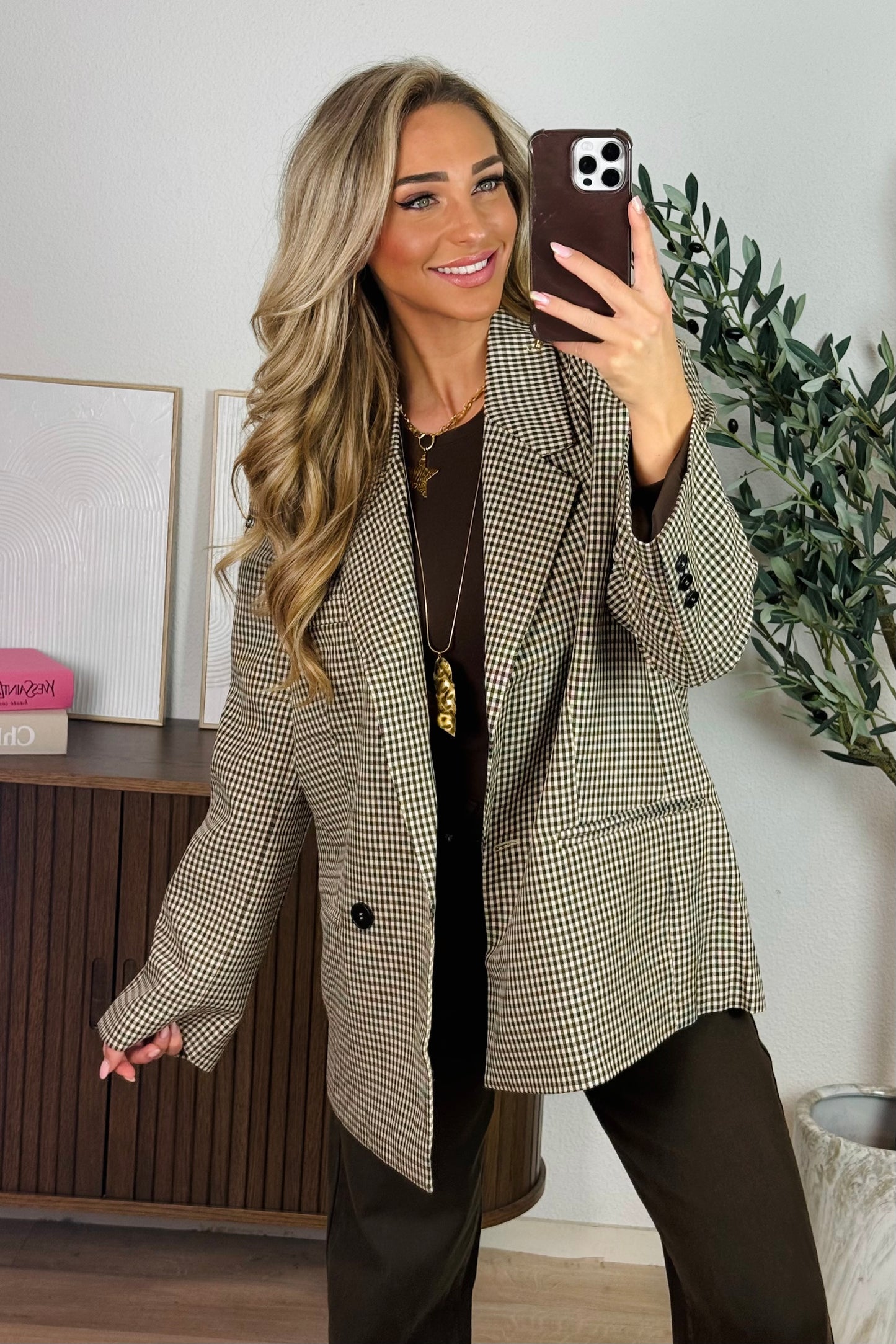 Sanne ruit blazer - Bruin