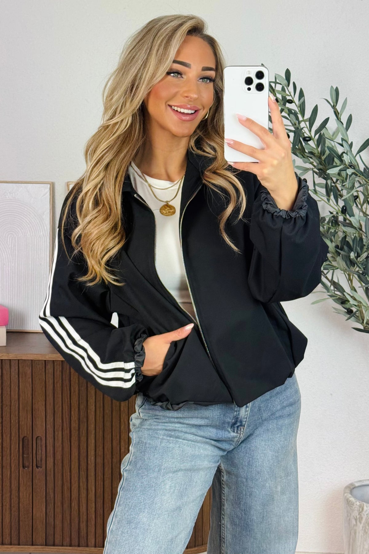 Bodine stripe bomber jack - Zwart